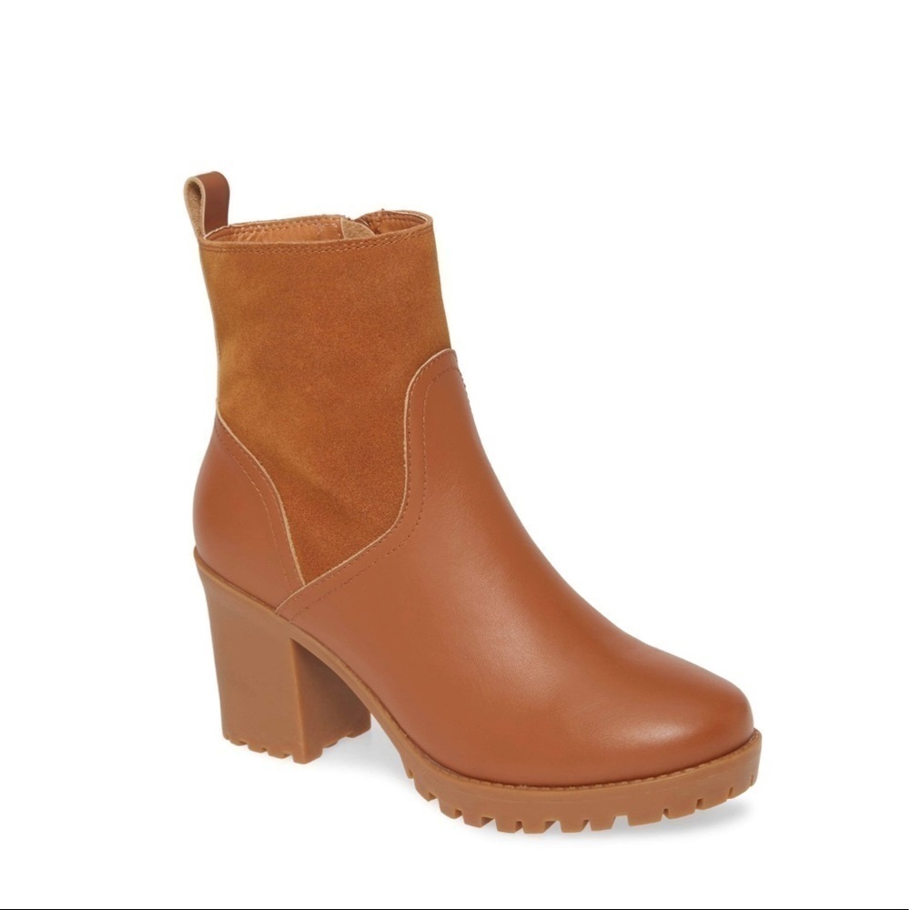 Soludos Dani Faux Fur Lined Lug Sole Platform Boots Sz 9.5 Camel